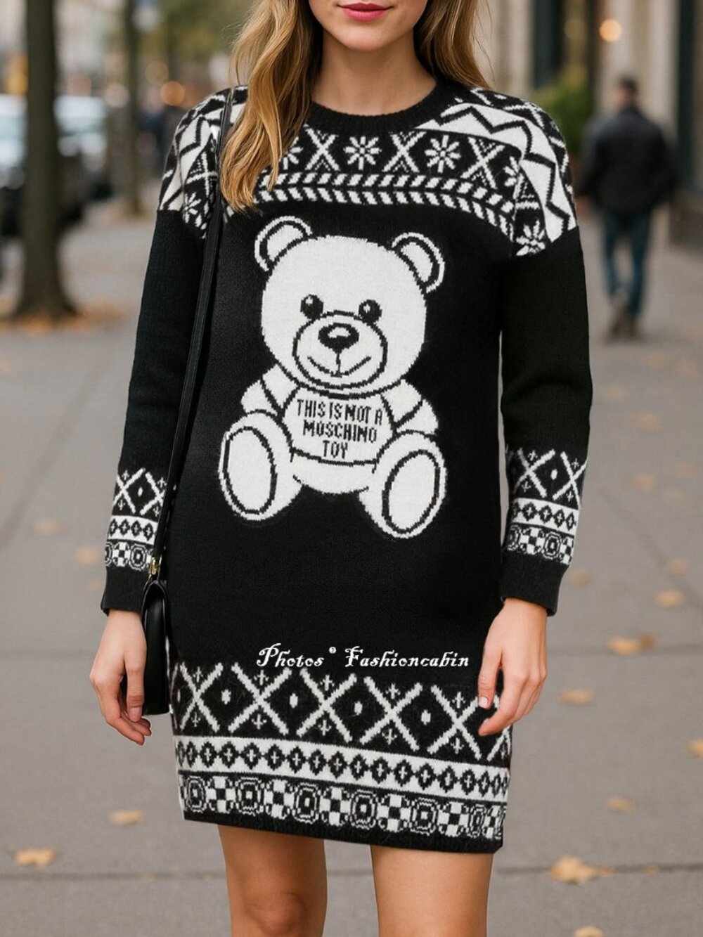 NWT Moschino Teddy Bear Sweater Dress, Pop Culture, Alpaca Blend, Black, Medium